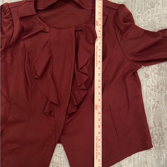 INC International Concepts Burgundy Ruffled Blazer - Picture 8 of 8